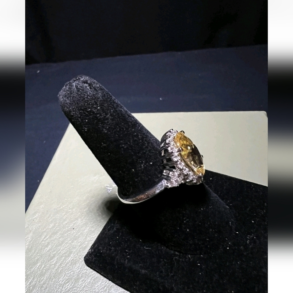 Womans Canary Yellow Sterling Silver Ring Size 9.75 - Picture 3 of 12